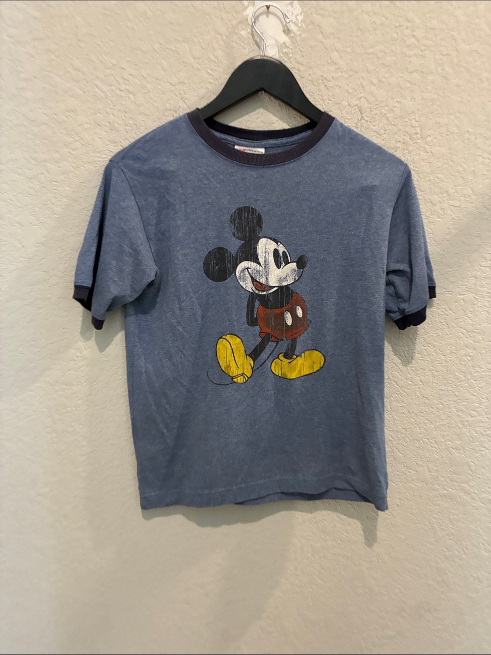 Disney Blue Mickey Mouse Short Sleeve Tee with Yellow Shoes